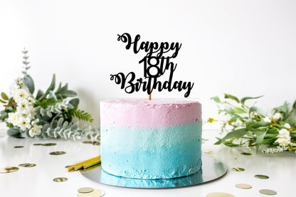 Resplendent Aurora | Happy 18th Birthday Eighteenth Eighteen Age Cake Topper