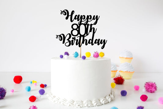 Resplendent Aurora | Happy 80th Birthday Eightieth Eighty 80 Cake Topper