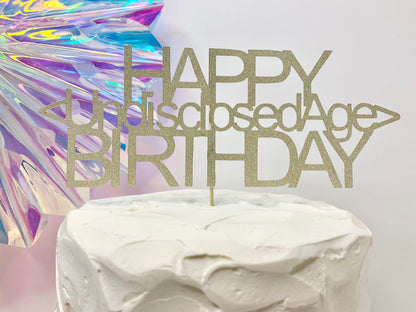 Resplendent Aurora | Happy Birthday Undisclosed Age Cake Topper