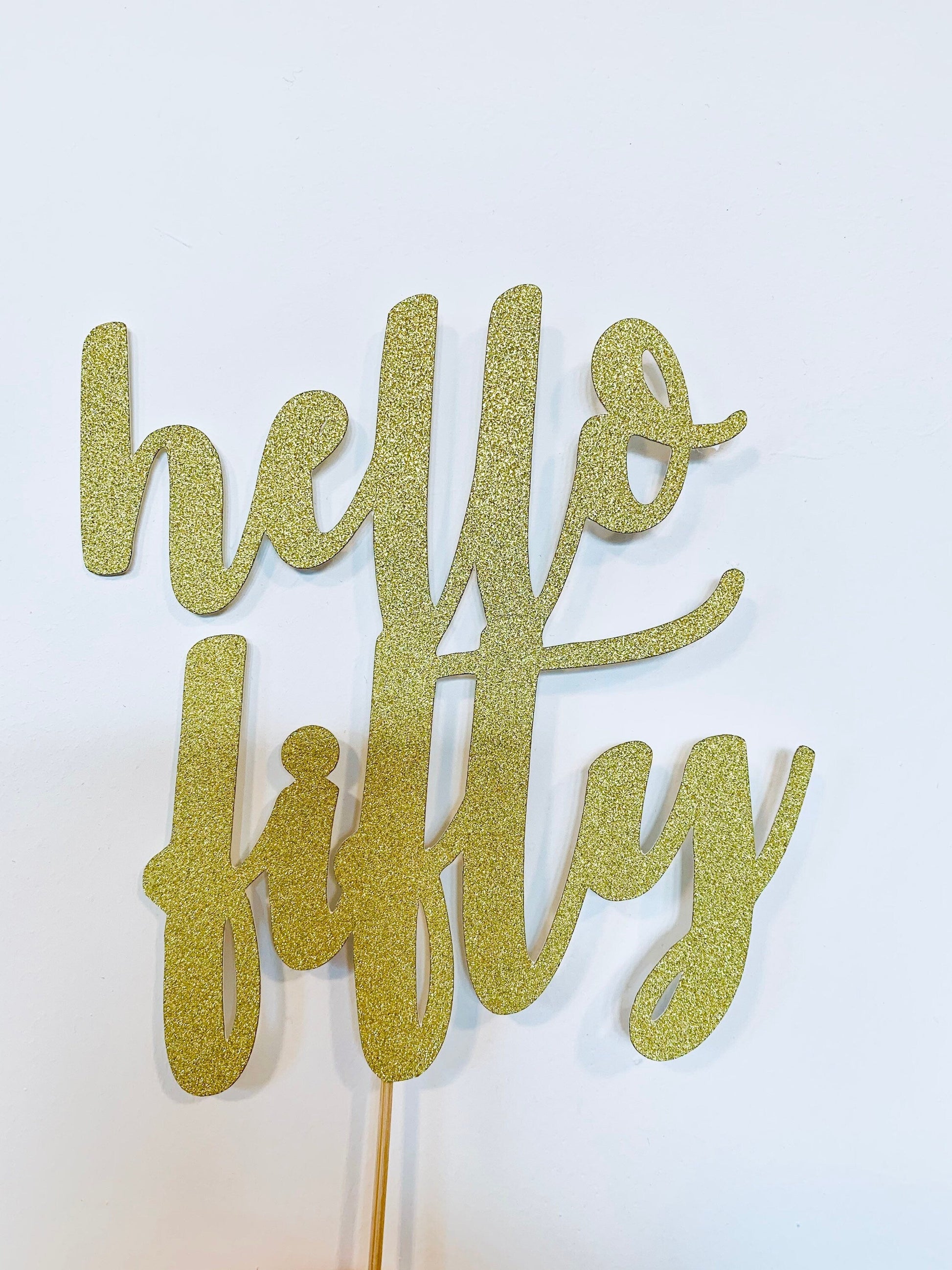 Resplendent Aurora | Hello Fifty Age Fiftieth 50th Birthday Cake Topper