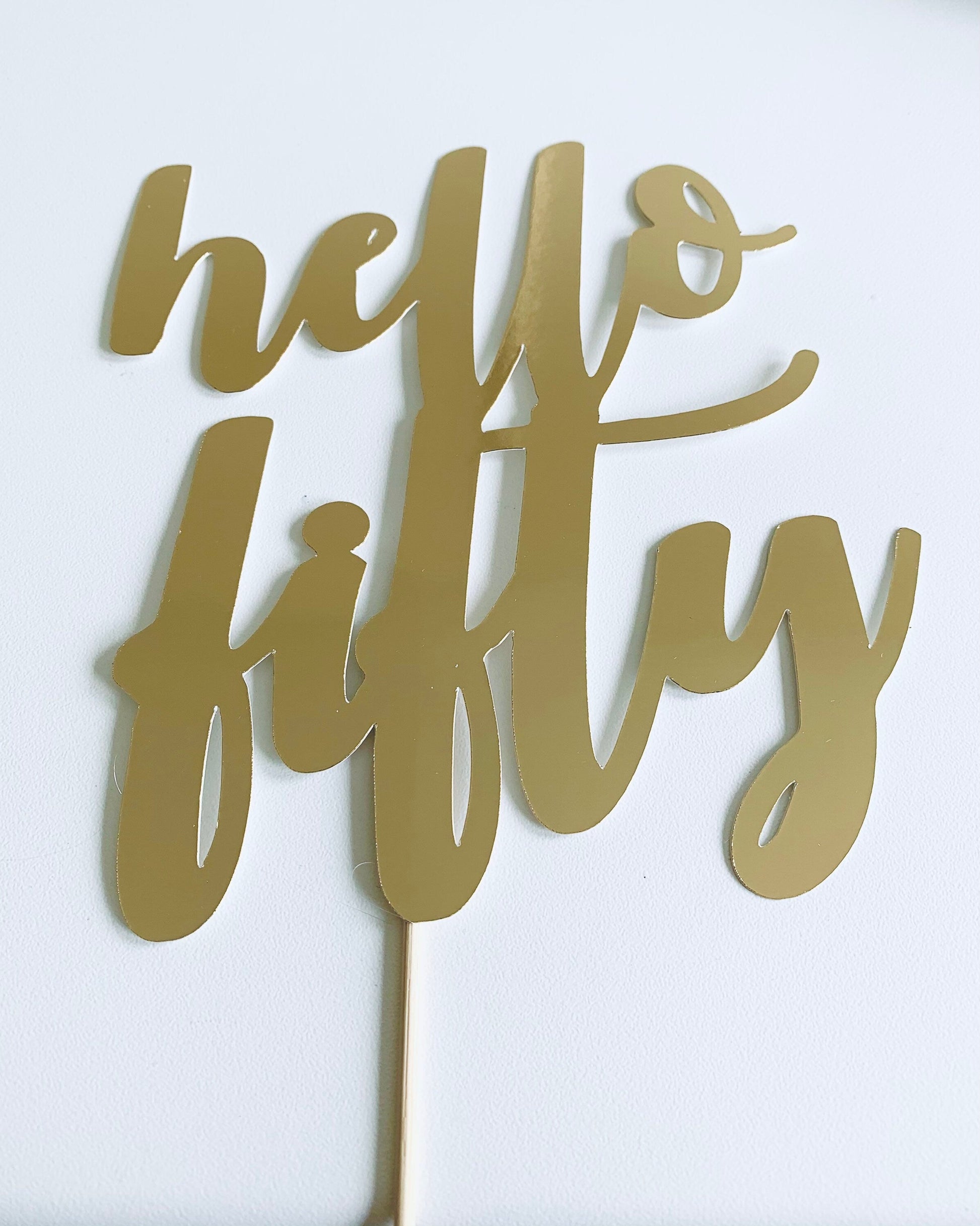 Resplendent Aurora | Hello Fifty Age Fiftieth 50th Birthday Cake Topper