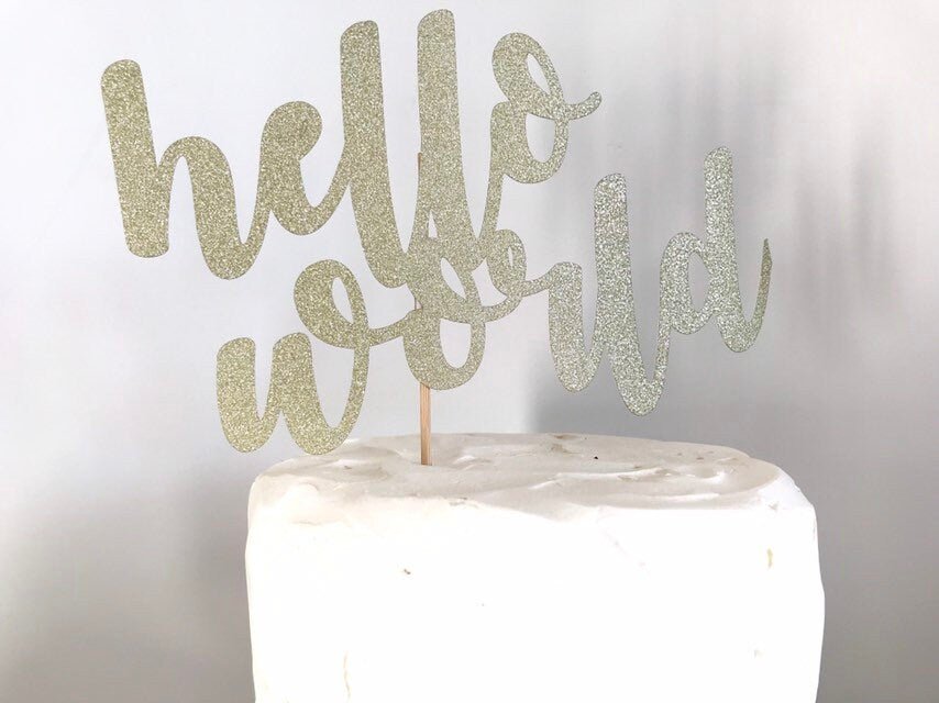 Resplendent Aurora | Hello World baby shower cake topper