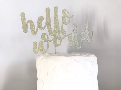 Resplendent Aurora | Hello World baby shower cake topper