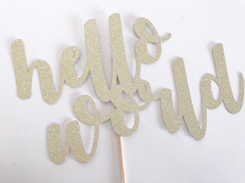 Resplendent Aurora | Hello World baby shower cake topper