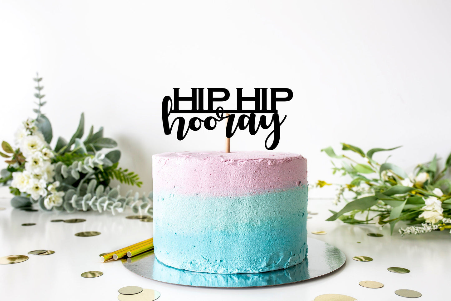 Resplendent Aurora | Hip Hip Hooray Happy Birthday Cake Topper