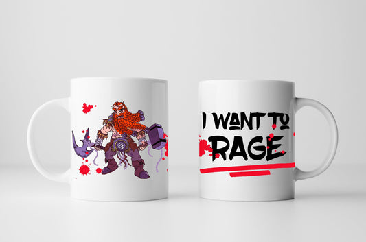 I want to Rage, Dwarf Barbarian D&D Mug - Resplendent Aurora