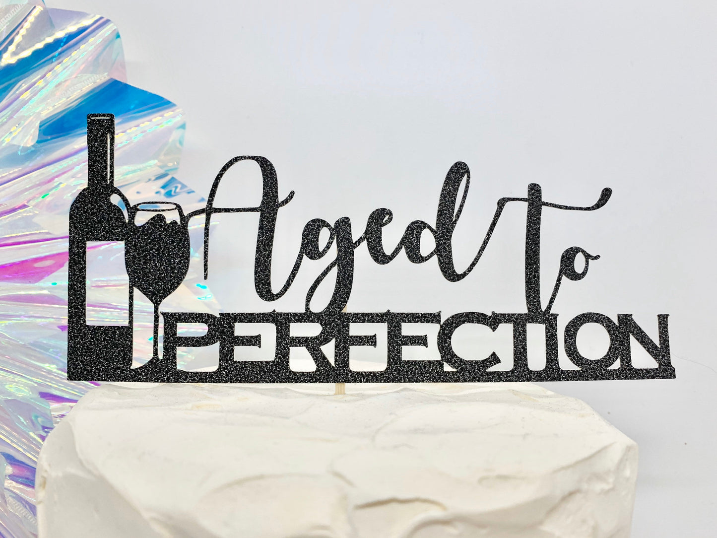 Resplendent Aurora | Digital Aged to Perfection Wine Bottle Birthday Cake Topper