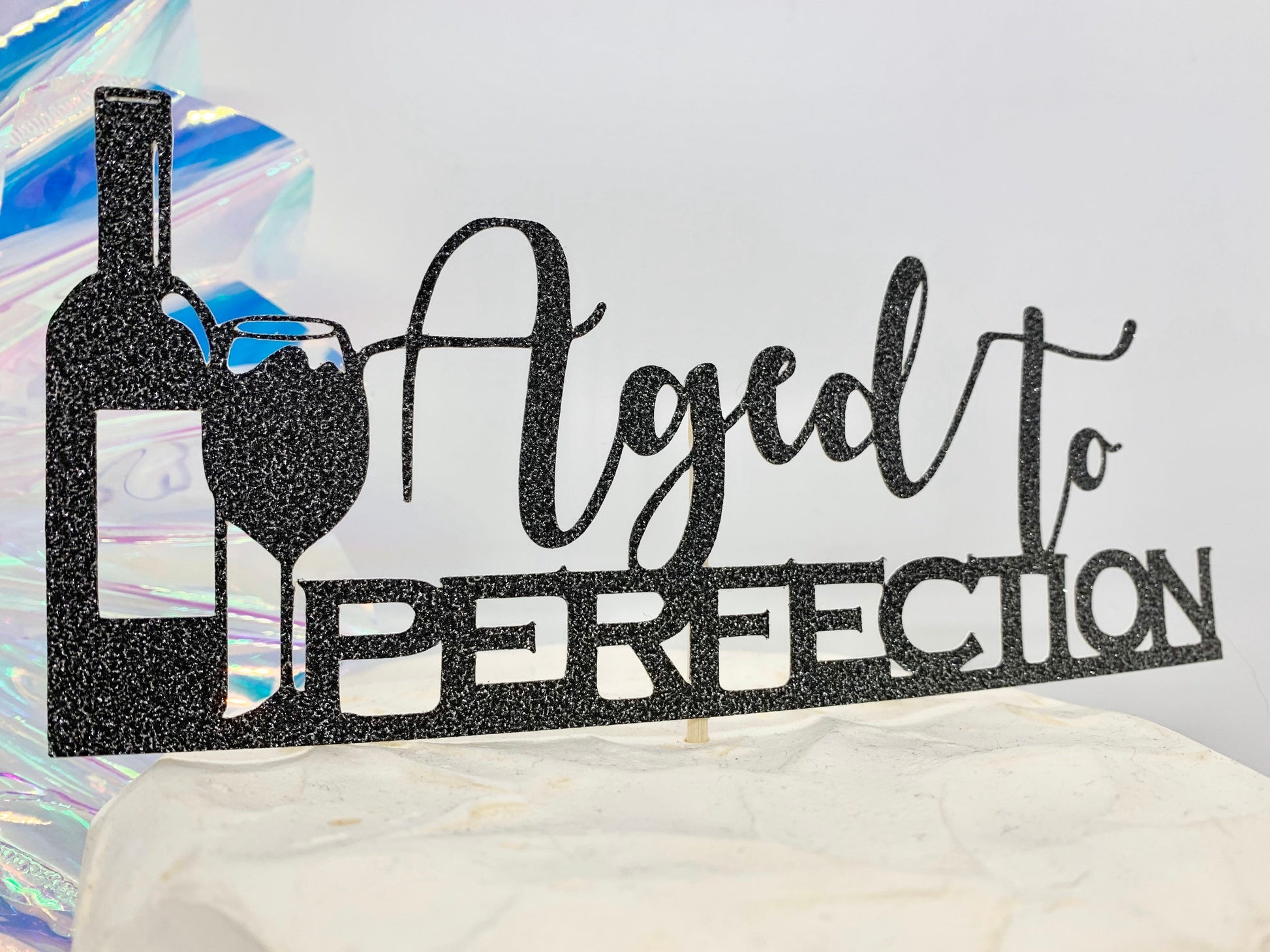 Resplendent Aurora | Digital Aged to Perfection Wine Bottle Birthday Cake Topper