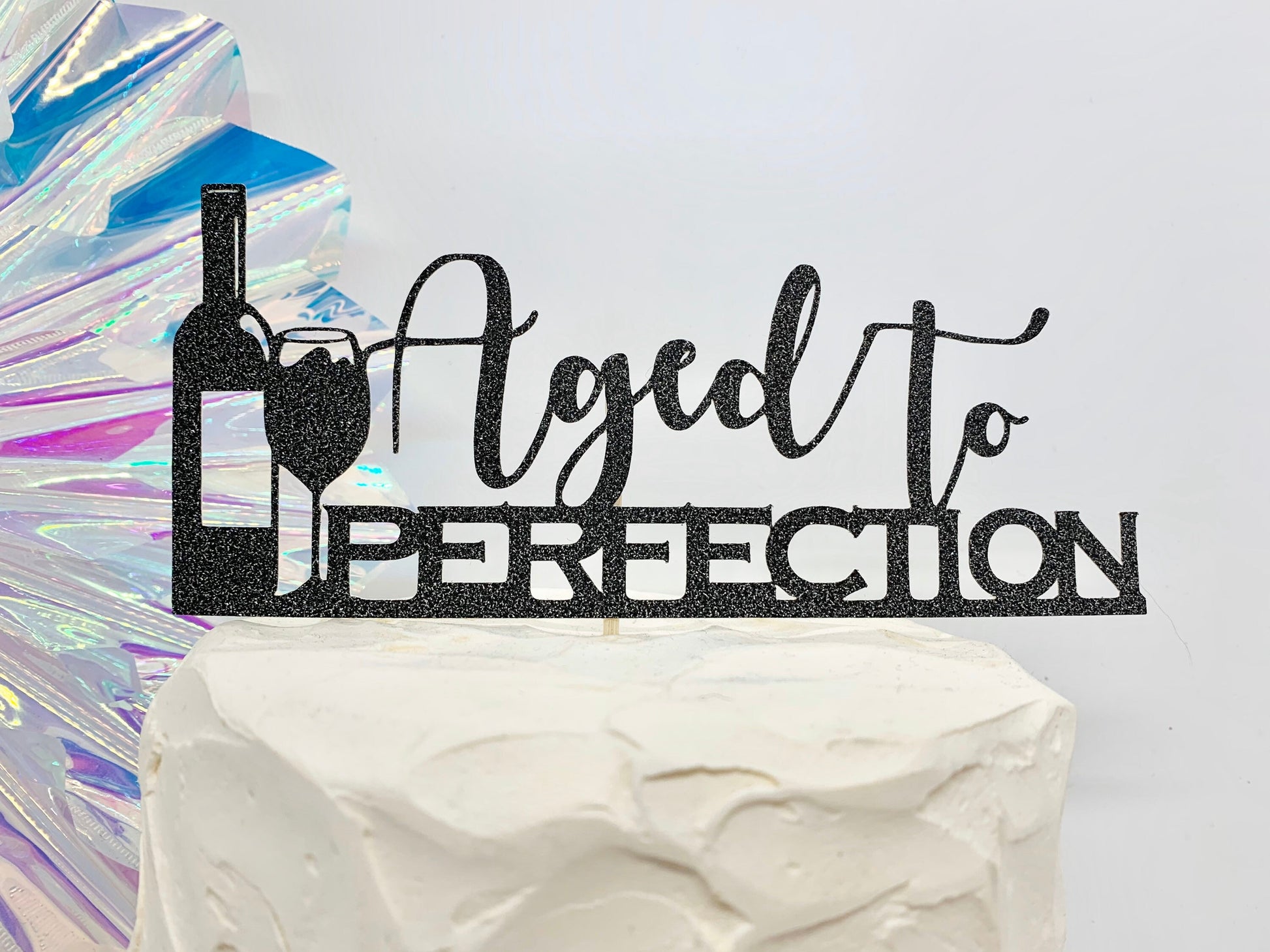 Resplendent Aurora | Digital Aged to Perfection Wine Bottle Birthday Cake Topper