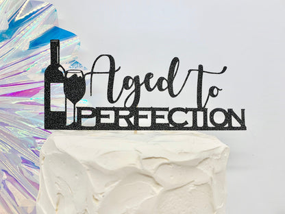 Resplendent Aurora | Digital Aged to Perfection Wine Bottle Birthday Cake Topper