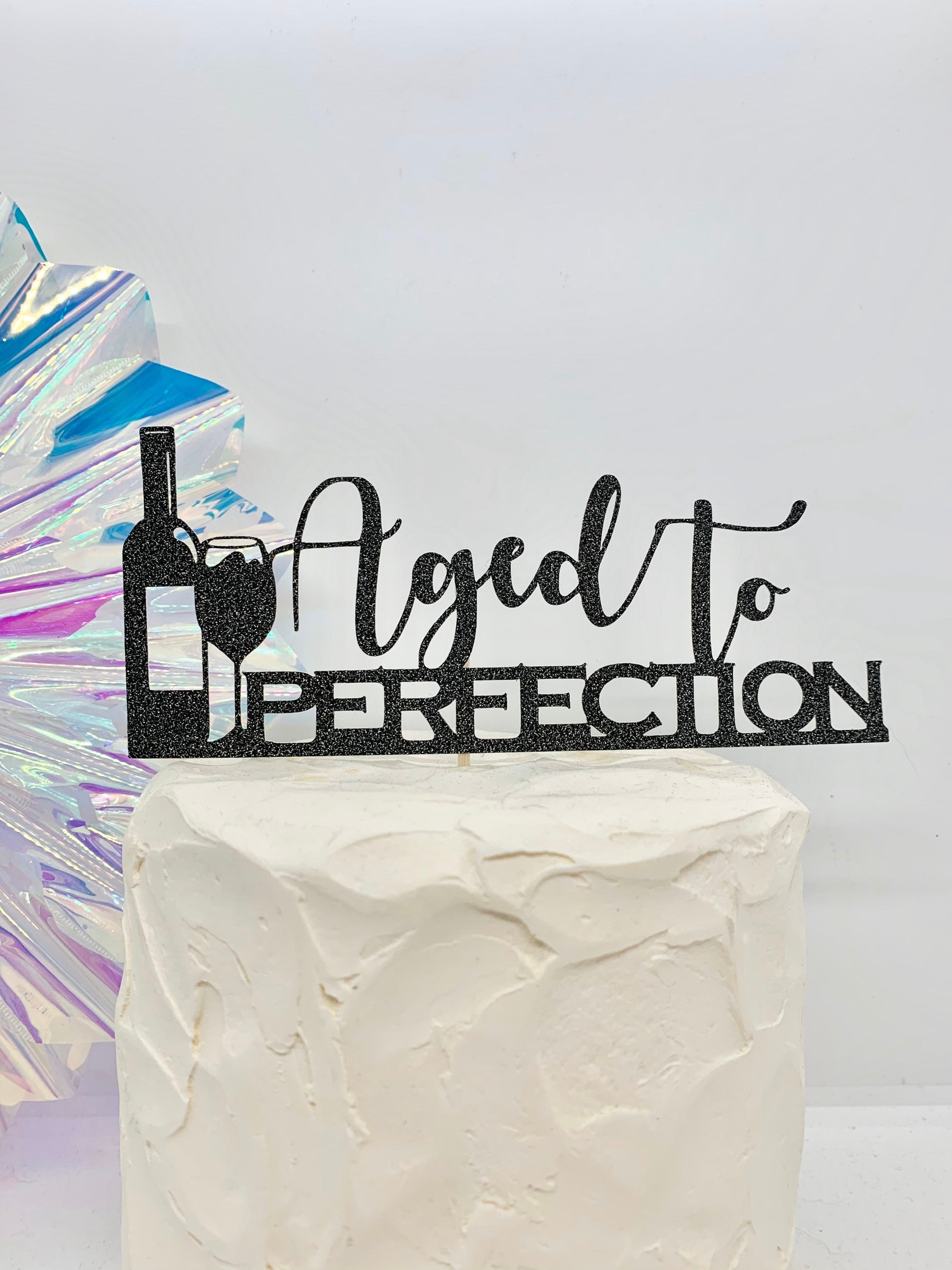 Resplendent Aurora | Digital Aged to Perfection Wine Bottle Birthday Cake Topper