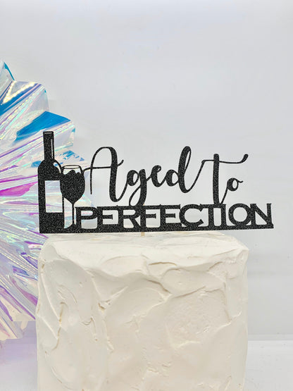 Resplendent Aurora | Digital Aged to Perfection Wine Bottle Birthday Cake Topper