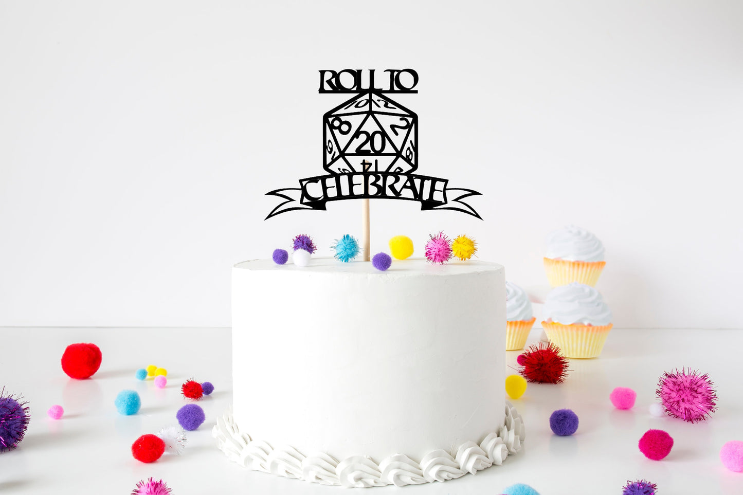 Roll To Celebrate D&D birthday cake topper digital download for Cricut or Silhouette, png, svg, jpeg, pdf cut files - Resplendent Aurora