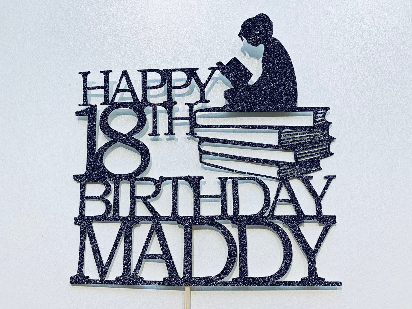 Bookworm Reader Happy Birthday cake topper digital cut file suitable for Cricut or Silhouette, svg, jpeg, png, pdf - Resplendent Aurora