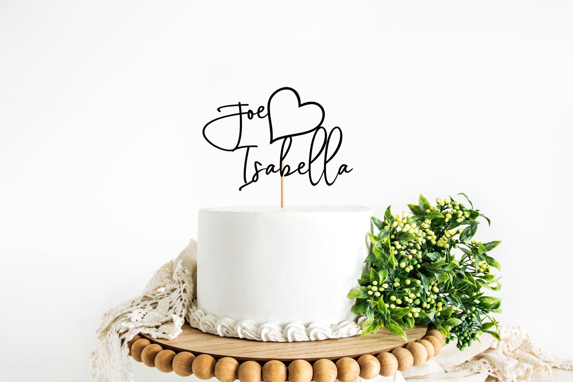 Resplendent Aurora | Personalised Name Heart Wedding Cake Topper, Digital Download Only, png, svg, jpeg, pdf, cut files for Cricut or Silhouette