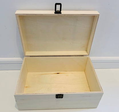 Large Personalised Engraved Wooden Baby Keepsake Memory Box with Hearts - Resplendent Aurora