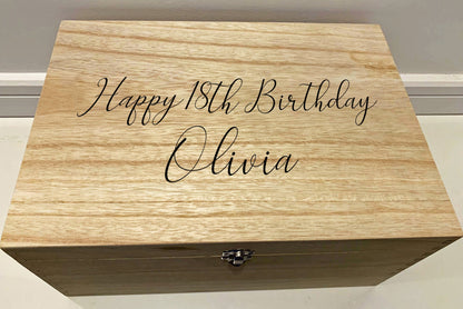 Large Personalised Engraved Wooden Happy Birthday Keepsake Memory Box - Resplendent Aurora