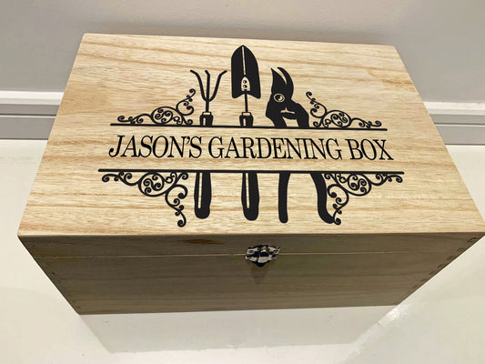 Large Personalised Engraved Wooden Gardening Keepsake Memory Box - Resplendent Aurora