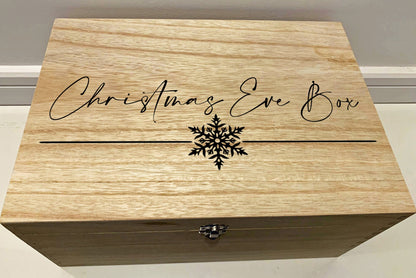 Large Personalised Christmas Eve Keepsake Memory Box with Snowflake - Resplendent Aurora