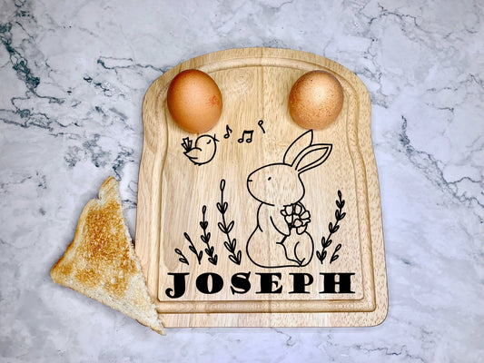 Personalised Dippy Eggs Easter Bunny Wooden Egg and Toast Board - Resplendent Aurora