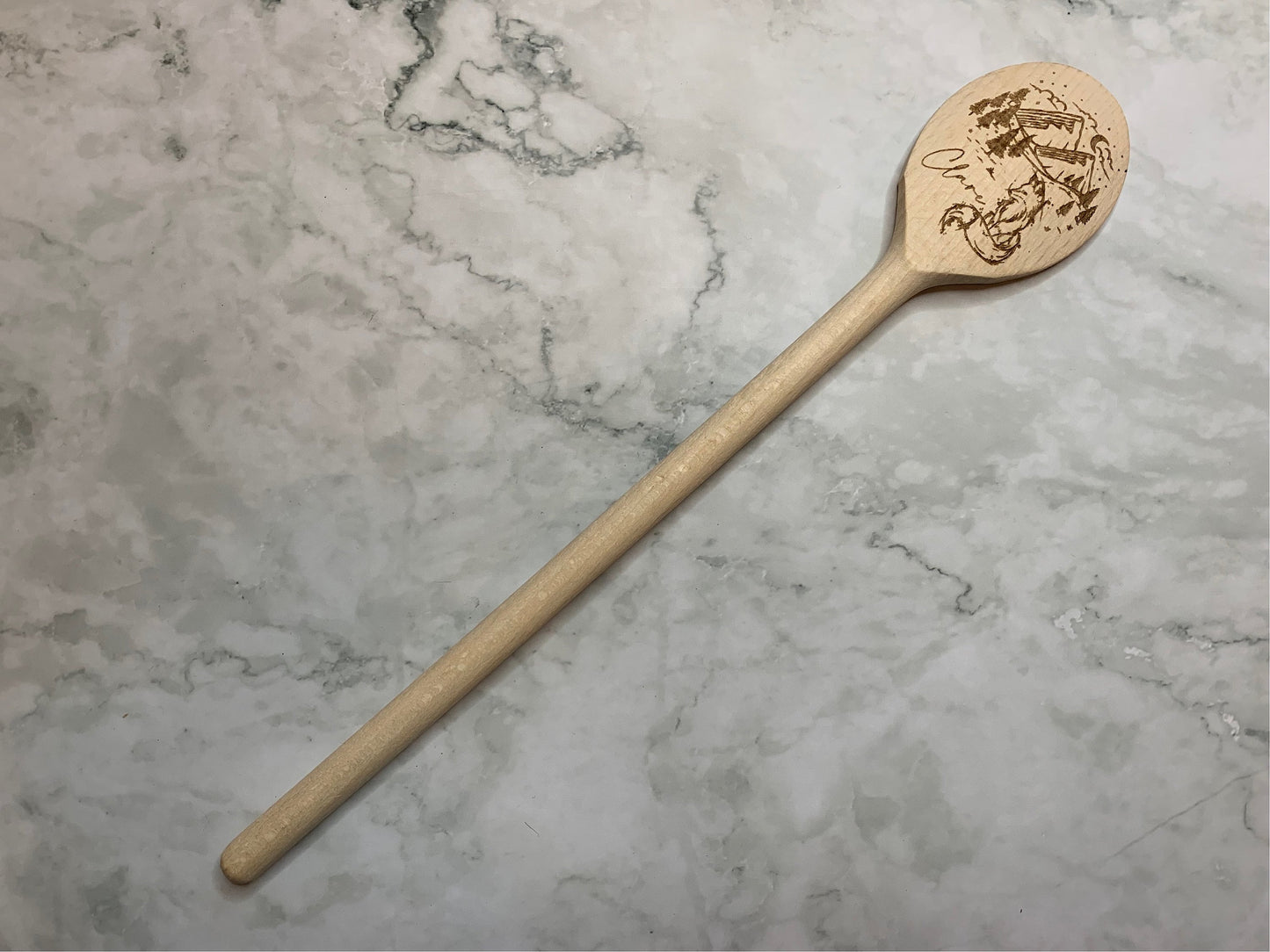 Resplendent Aurora | Personalised Engraved 30cm 12inch Wooden Spoon with Illustrated Fox and Mountains