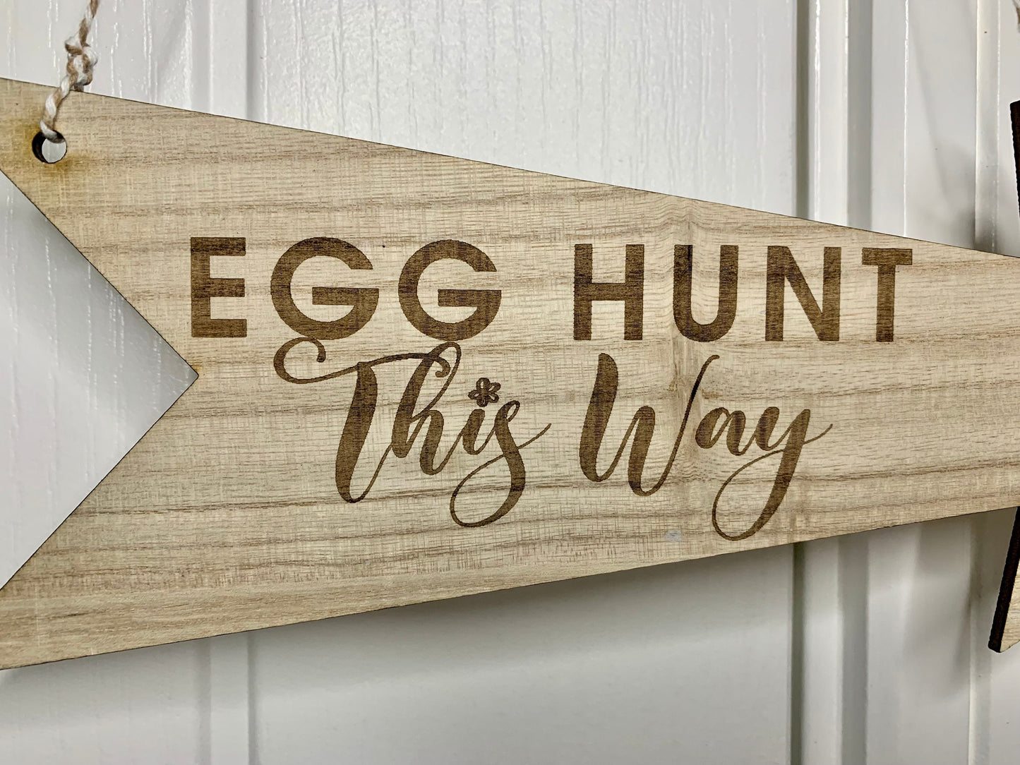 Resplendent Aurora | Personalised Engraved Wooden Easter Egg Hunt Arrow Sign