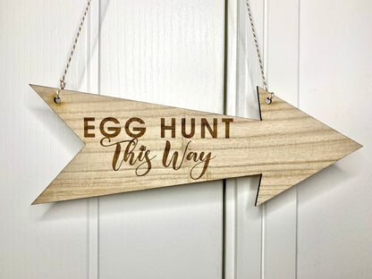 Resplendent Aurora | Personalised Engraved Wooden Easter Egg Hunt Arrow Sign