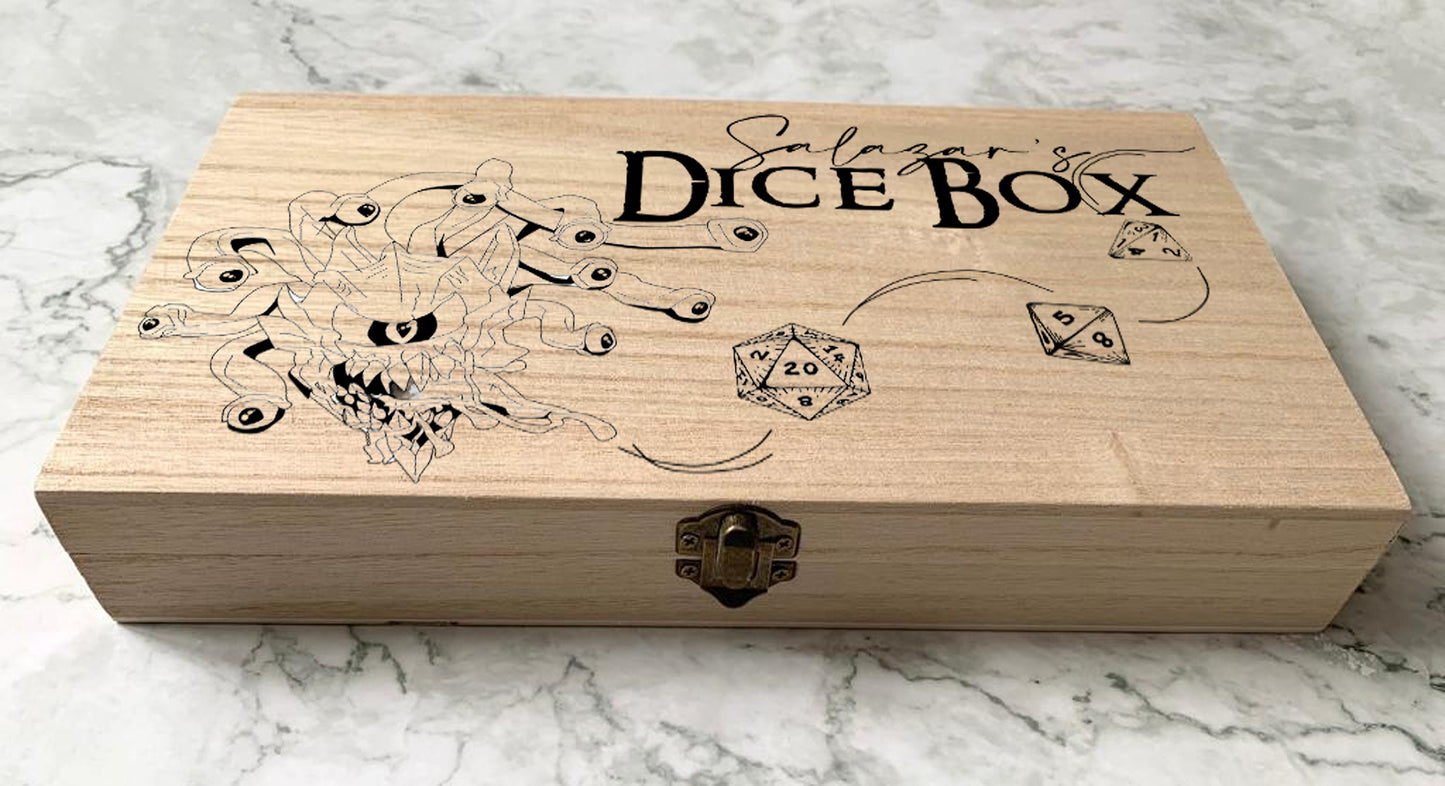 Personalised Engraved DnD Dungeons and Dragons Beholder Dice Box - Resplendent Aurora