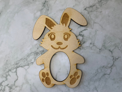 Resplendent Aurora | Engraved Wooden Easter Bunny Decoration to hold Chocolate Easter Egg