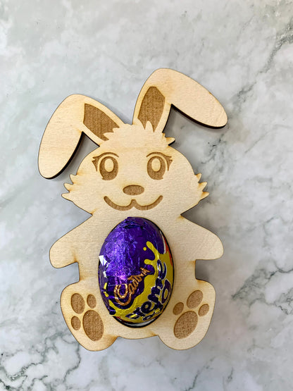 Resplendent Aurora | Engraved Wooden Easter Bunny Decoration to hold Chocolate Easter Egg