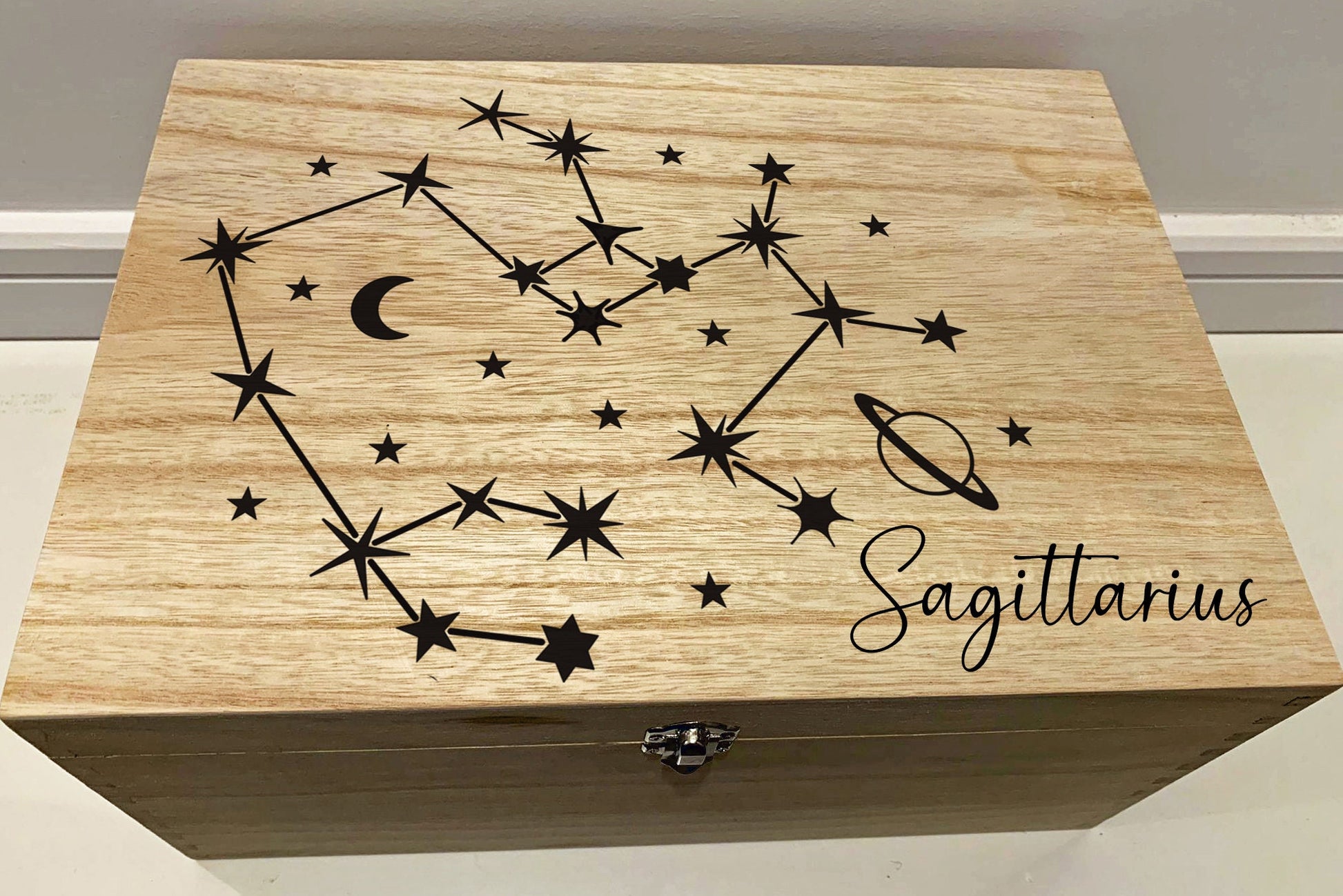 Resplendent Aurora | Personalised Childrens Keepsake Box with Zodiac Star Signs