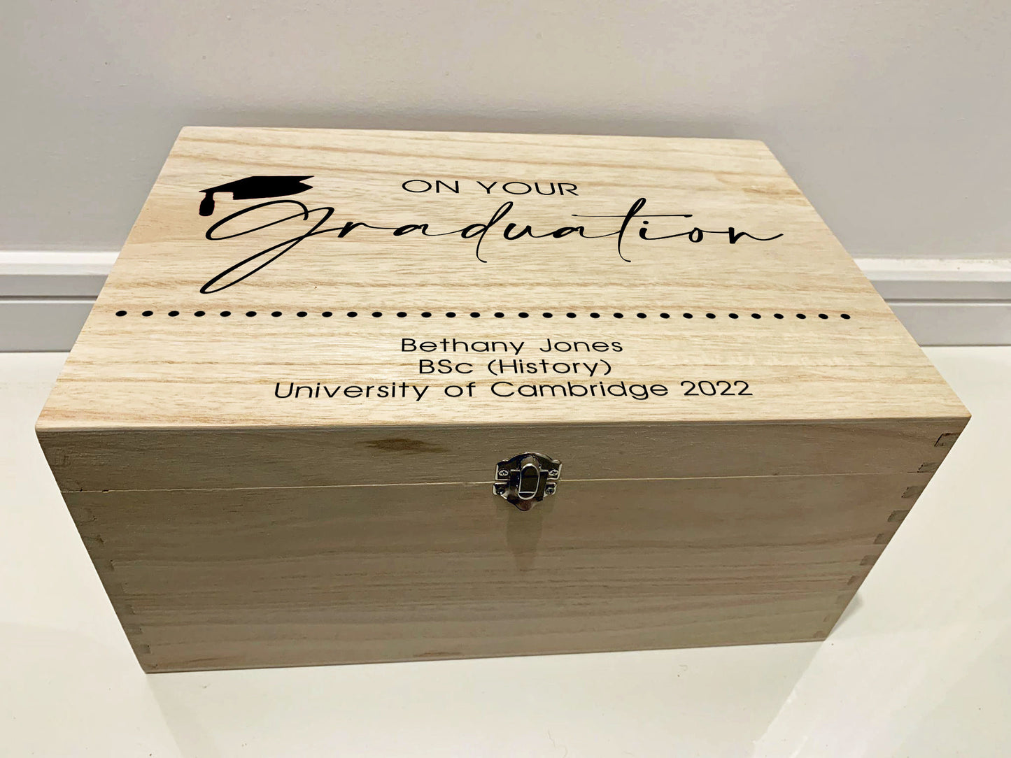 Large Personalised Engraved Wooden Keepsake Memory Box with On Your Graduation - Resplendent Aurora