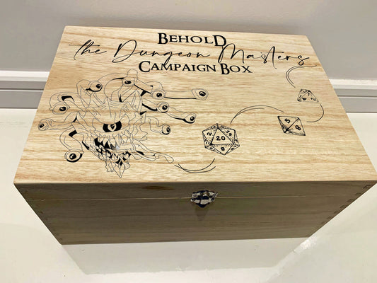 Personalised Engraved DnD Dungeons and Dragons Beholder Dice Box, Campaign Box - Resplendent Aurora