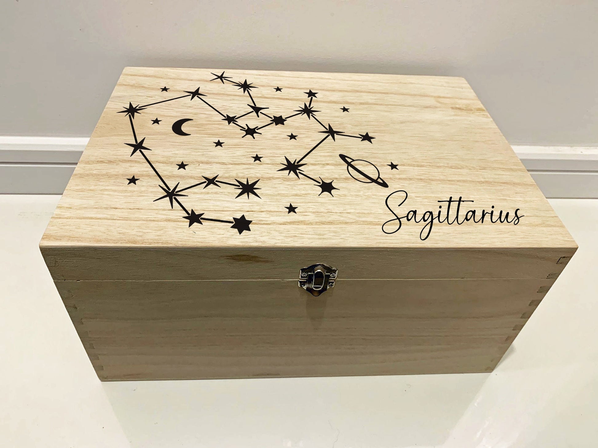 Resplendent Aurora | Personalised Childrens Keepsake Box with Zodiac Star Signs