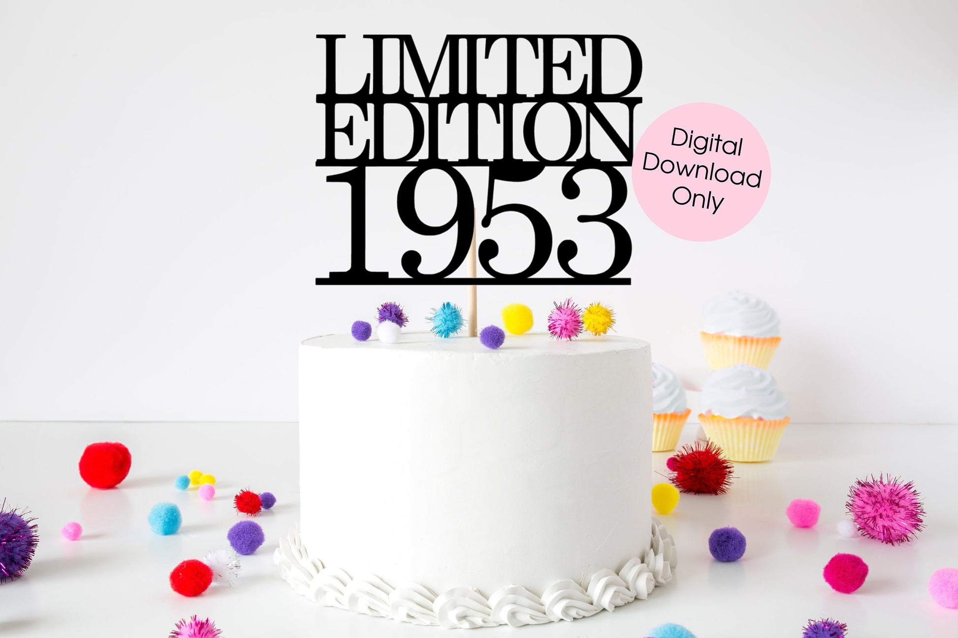 Limited Edition Seventy 70th birthday cake topper digital cut file suitable for Cricut or Silhouette, svg, jpeg, png, pdf - Resplendent Aurora