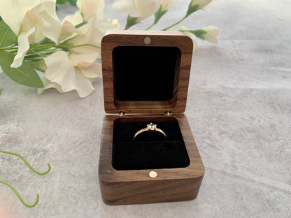 Personalised Square Engraved Wooden Wedding Ring Box, Engagement Ring Box - Resplendent Aurora