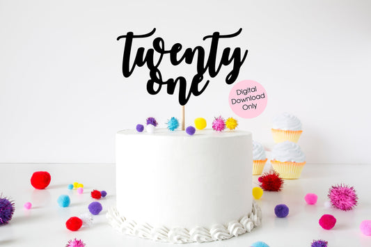 Twenty One Age Birthday Cake Topper digital cut file suitable for Cricut or Silhouette, svg, jpeg, png, pdf - Resplendent Aurora