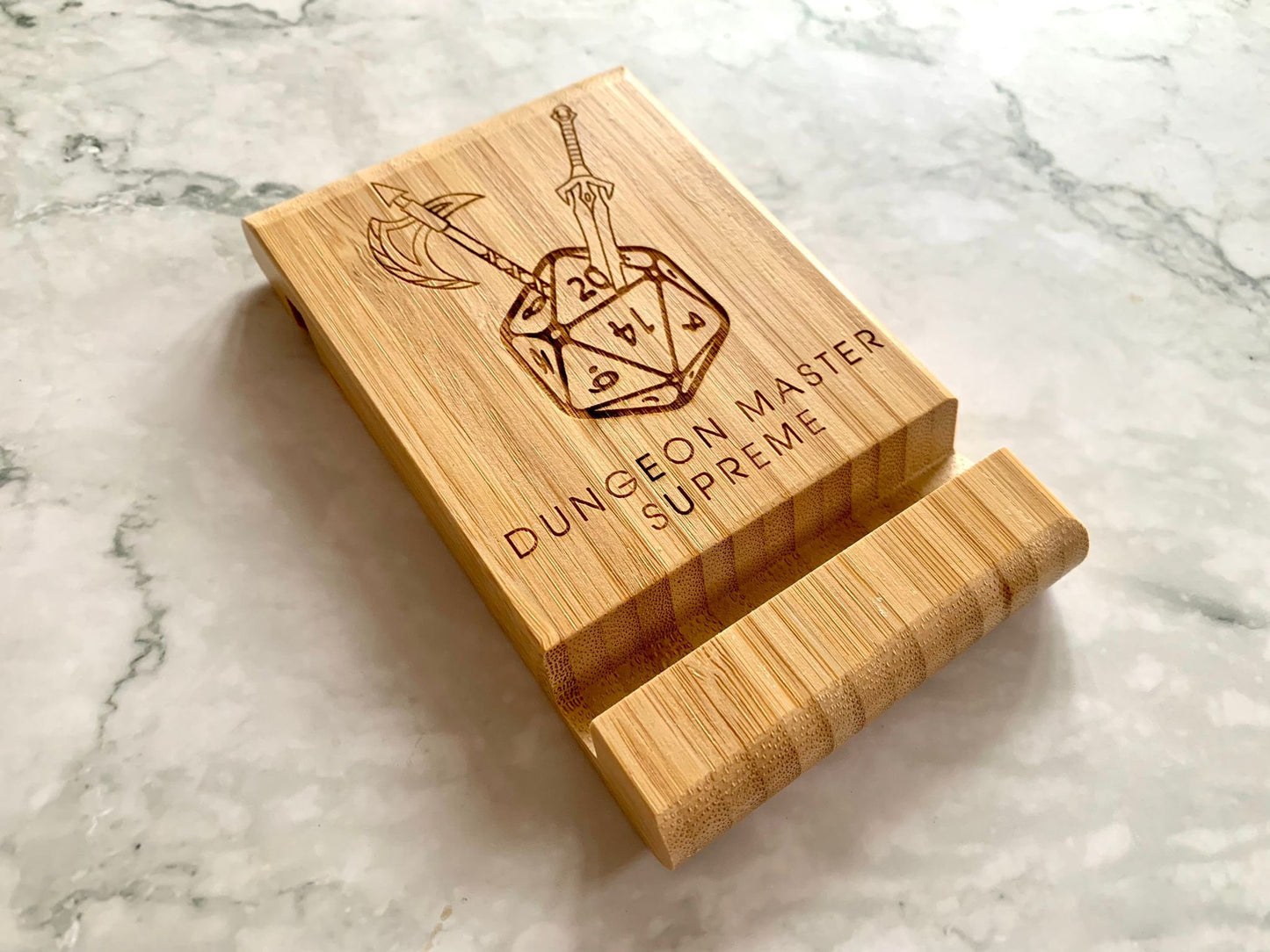 Resplendent Aurora | Personalised Engraved Bamboo Dungeon Master Supreme Phone Holder, iPad Holder, Tablet Holder, iPad Stand, Tablet Stand, Phone Stand for DnD