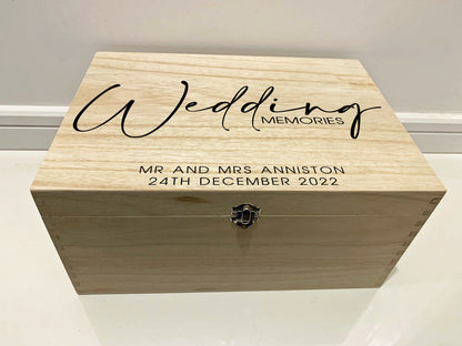 Large Personalised Engraved Wooden Wedding Memories Keepsake Memory Box - Resplendent Aurora