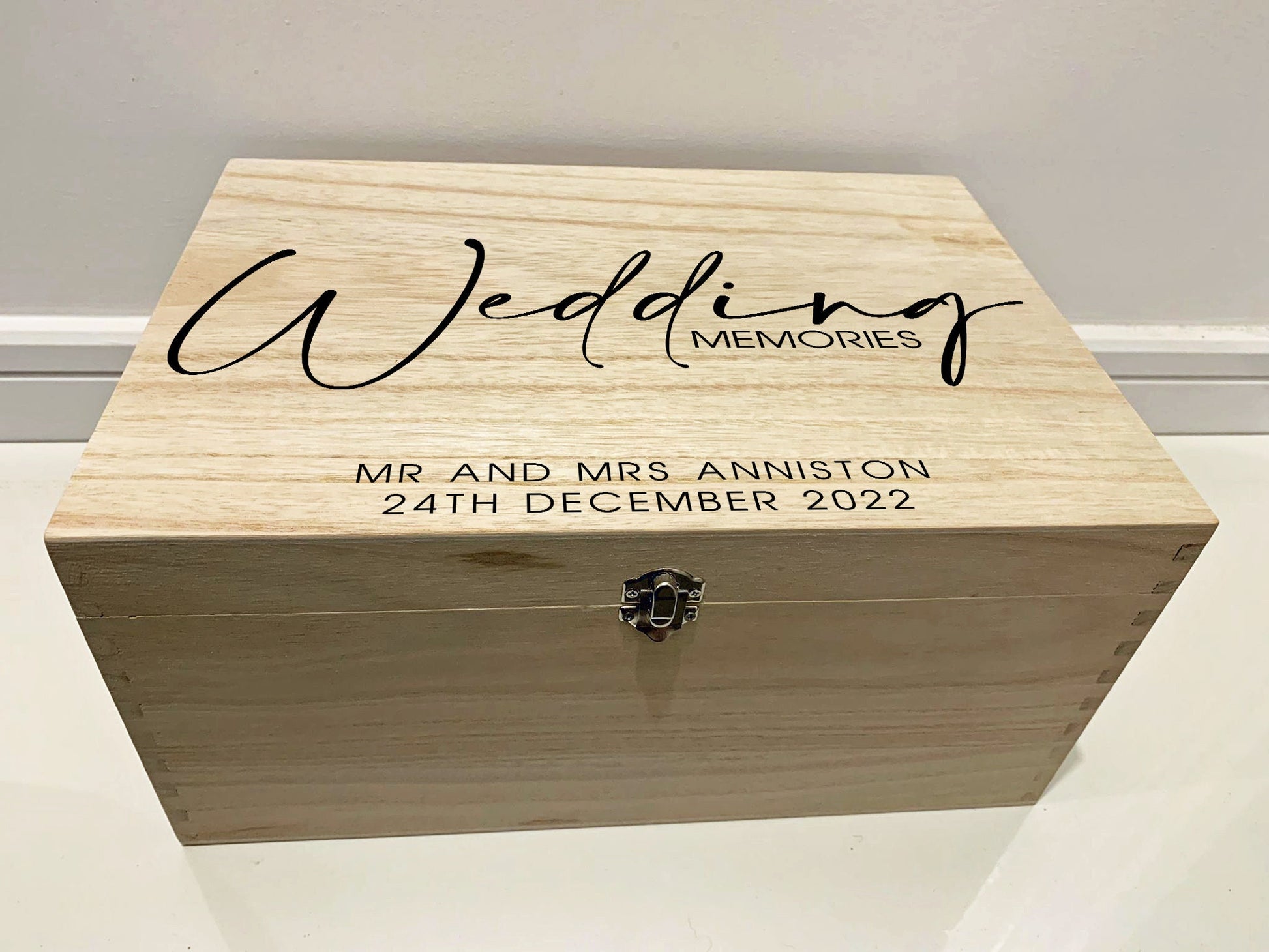 Large Personalised Engraved Wooden Wedding Memories Keepsake Memory Box - Resplendent Aurora