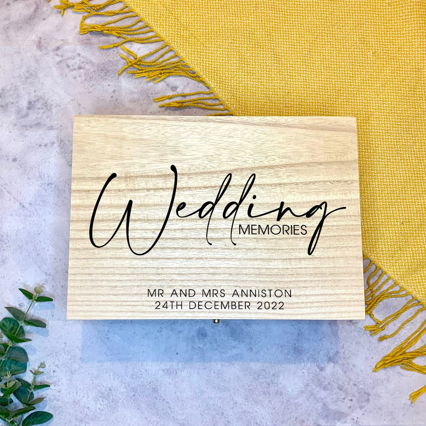 Large Personalised Engraved Wooden Wedding Memories Keepsake Memory Box - Resplendent Aurora