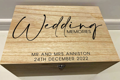 Large Personalised Engraved Wooden Wedding Memories Keepsake Memory Box - Resplendent Aurora