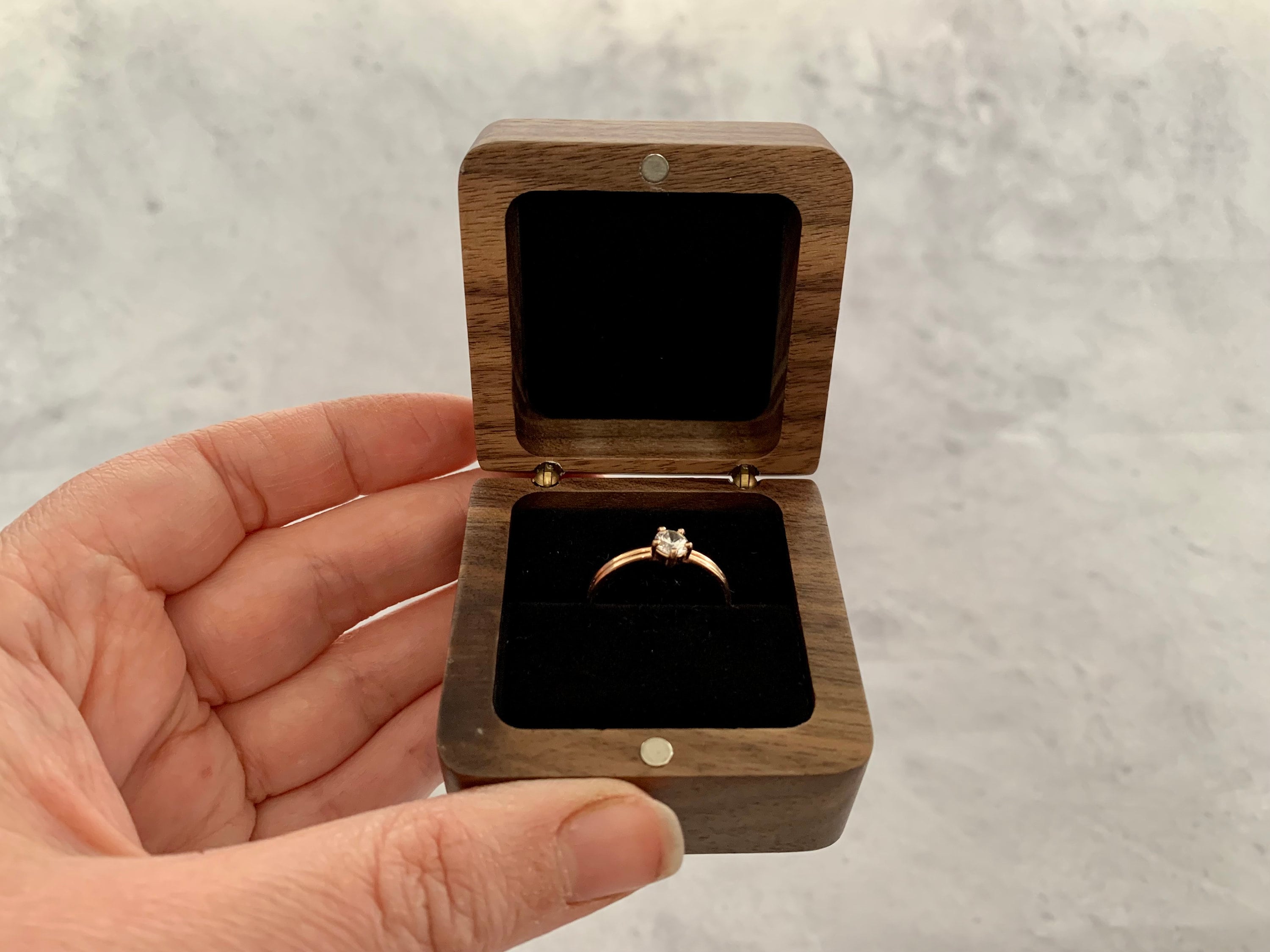 Personalised Velvet Engagement Wedding Ring Box - Wedding She Wrote