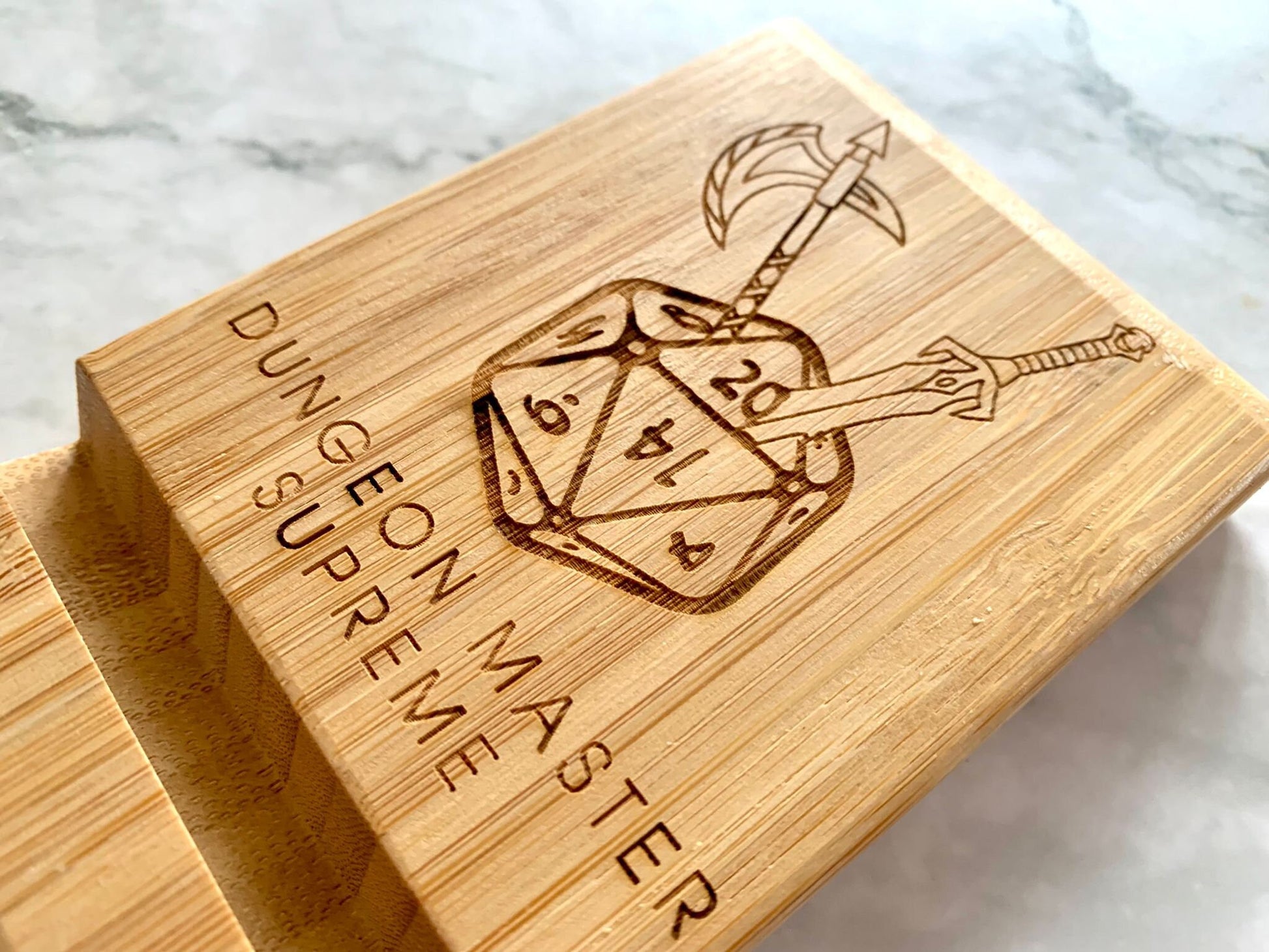 Resplendent Aurora | Personalised Engraved Bamboo Dungeon Master Supreme Phone Holder, iPad Holder, Tablet Holder, iPad Stand, Tablet Stand, Phone Stand for DnD