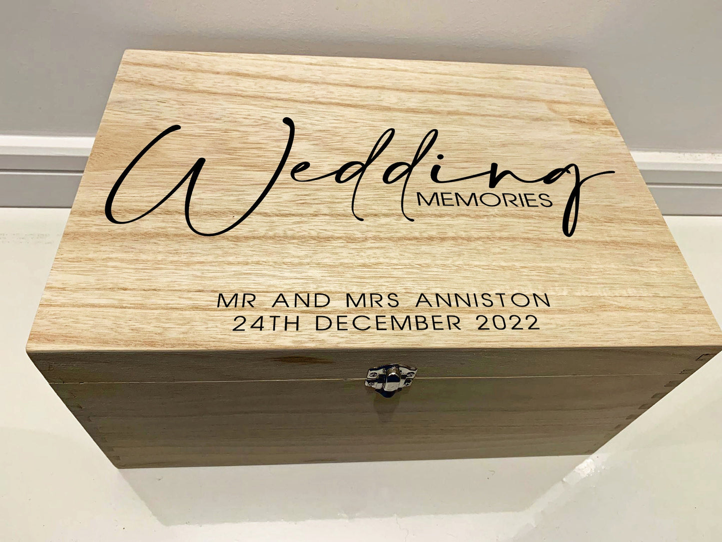 Large Personalised Engraved Wooden Wedding Memories Keepsake Memory Box - Resplendent Aurora