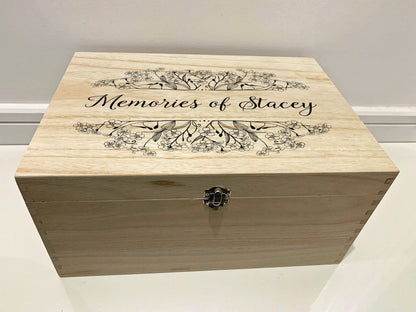 Resplendent Aurora | Personalised Bereavement Keepsake Box with Forget Me Not Flowers