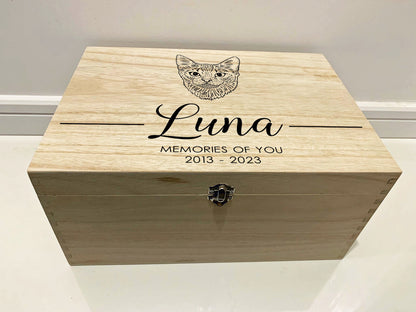 Large Personalised Engraved Wooden Pet Cat Breed Memory Keepsake Box - Resplendent Aurora