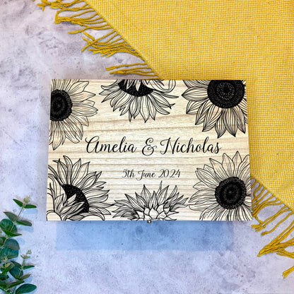 Resplendent Aurora | Personalised Wedding Keepsake Box with Sunflowers