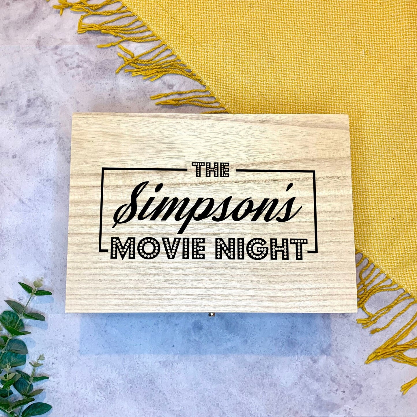 Large Personalised Engraved Wooden Keepsake Memory Box for Movie Night, Film Night, Night In, Cinema Night - Resplendent Aurora