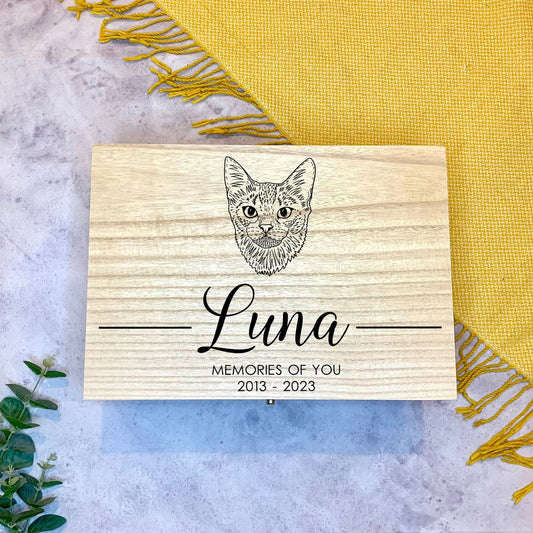 Large Personalised Engraved Wooden Pet Cat Breed Memory Keepsake Box - Resplendent Aurora